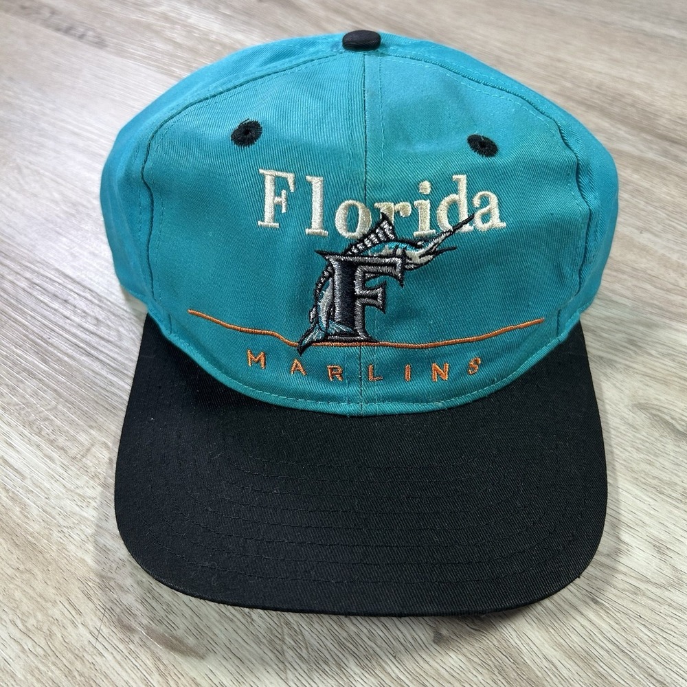 VTG Florida Marlins Snapback Hat MLB Baseball Twins Green Black Bar Line Cap
